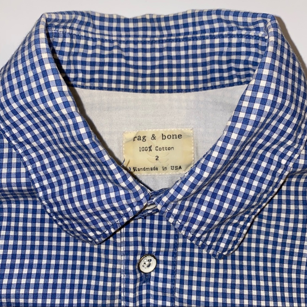 Rag & Bone Blue Gingham Checkered Button Shirt - image 6